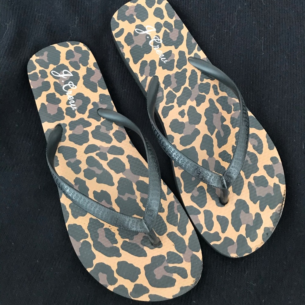 J Crew Leopard flip-flops